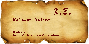 Kalamár Bálint névjegykártya